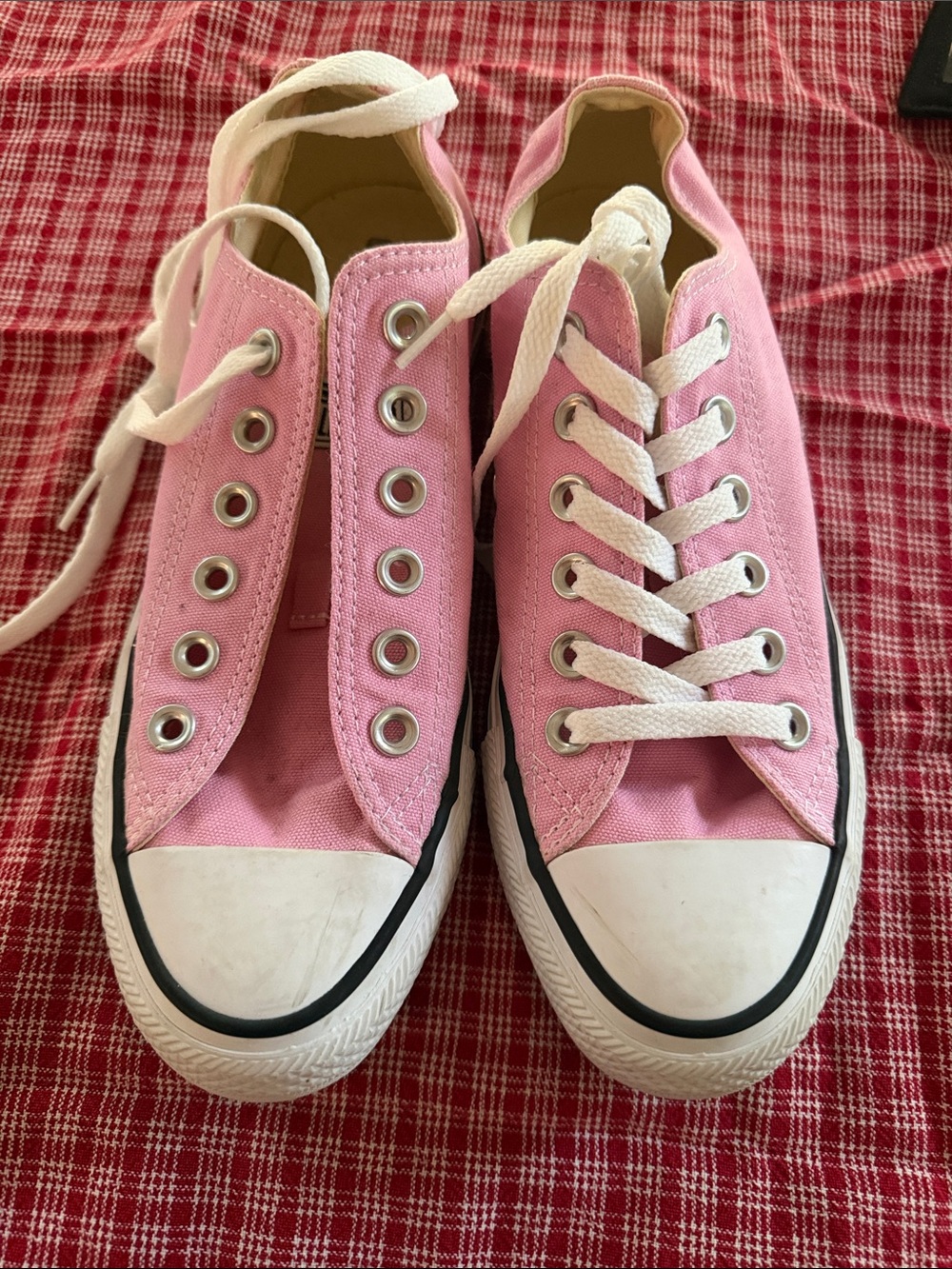 Converse Pink Canvas Low-Top Sneakers with White Laces